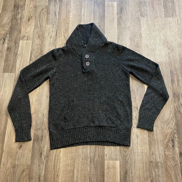 Cedar Wood State Knit Cowl Neck Henley Sweater Size Small Dark Gray Academia - Picture 1 of 6